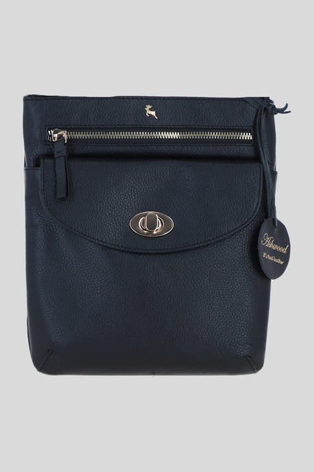Leather Flat Crossbody Bag with Adjustable Leather Strap - Image 1