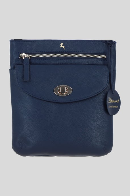 Leather Flat Crossbody Bag with Adjustable Leather Strap - Image 1