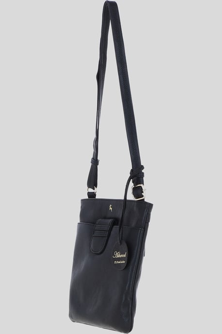 Genuine Leather Crossbody x Shoulder Bag with Golden Accents - Image 3