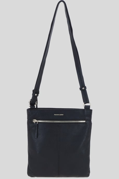 Genuine Leather Crossbody x Shoulder Bag with Golden Accents - Image 4