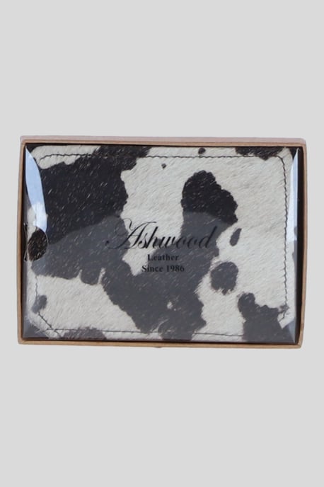 Genuine Leather Hair-on-Hide Cow Print Card Holder Wallet - Image 1