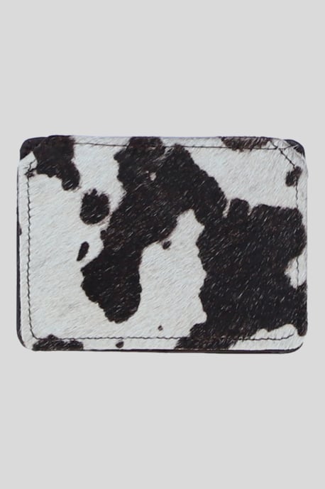 Genuine Leather Hair-on-Hide Cow Print Card Holder Wallet - Image 3