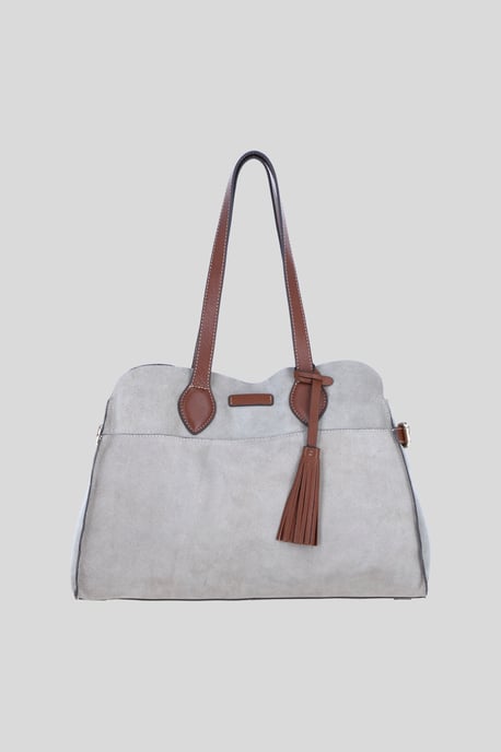 Real Suede Leather Shoulder Bag with Tassel Charm - Image 1