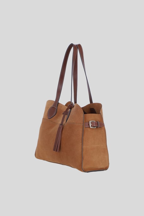 Real Suede Leather Shoulder Bag with Tassel Charm - Image 2