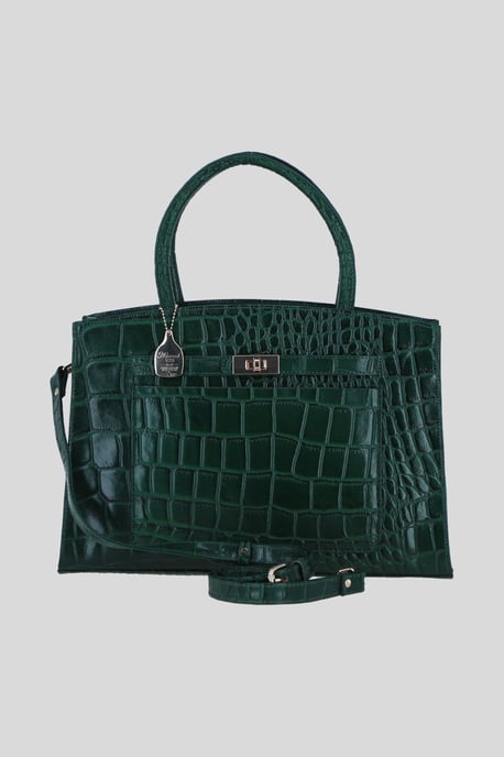 Real Leather Structured Handbag with Detachable Strap - Image 1