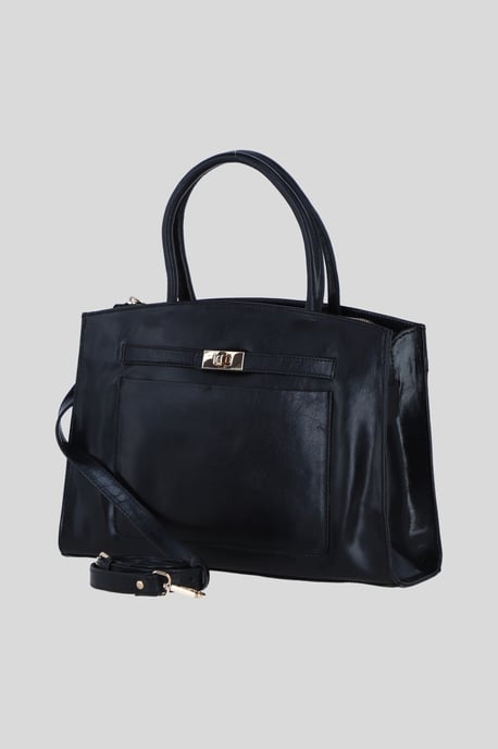 Real Leather Structured Handbag with Detachable Strap - Image 2
