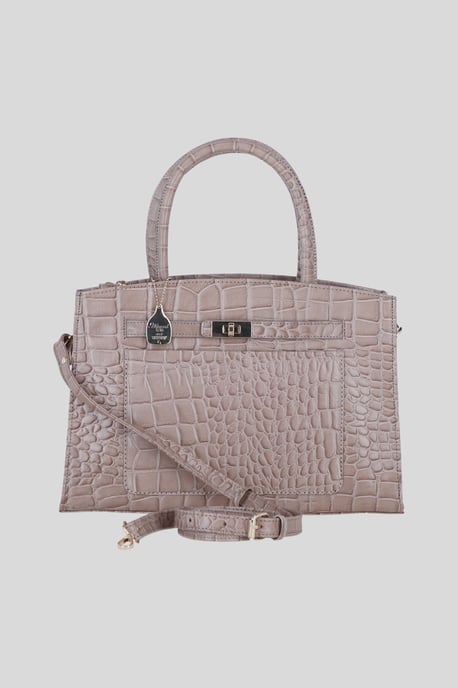 Real Leather Structured Handbag with Detachable Strap - Image 1