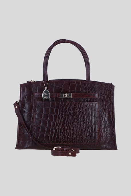 Real Leather Structured Handbag with Detachable Strap - Image 1