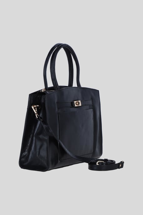 Real Leather Structured Handbag with Detachable Strap - Image 4