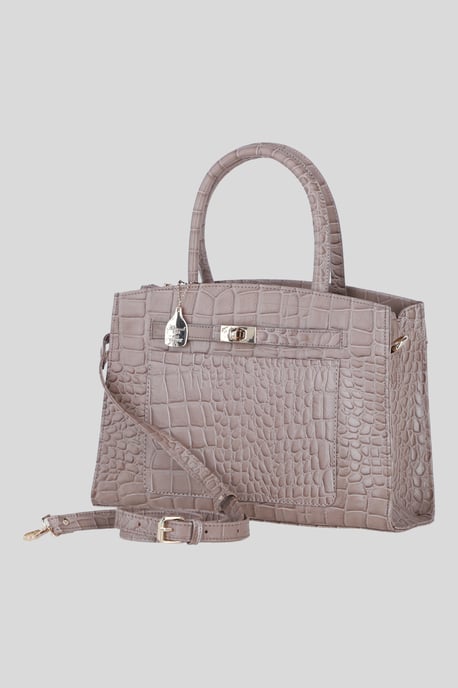 Real Leather Structured Handbag with Detachable Strap - Image 2