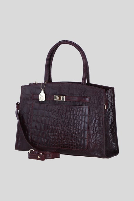 Real Leather Structured Handbag with Detachable Strap - Image 2