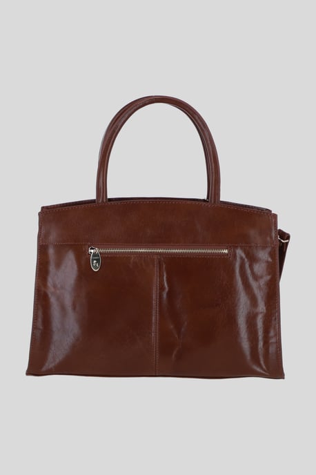 Real Leather Structured Handbag with Detachable Strap - Image 3