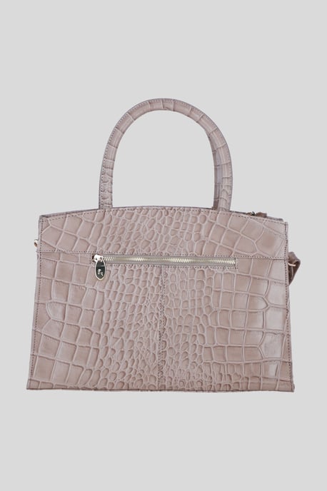 Real Leather Structured Handbag with Detachable Strap - Image 3