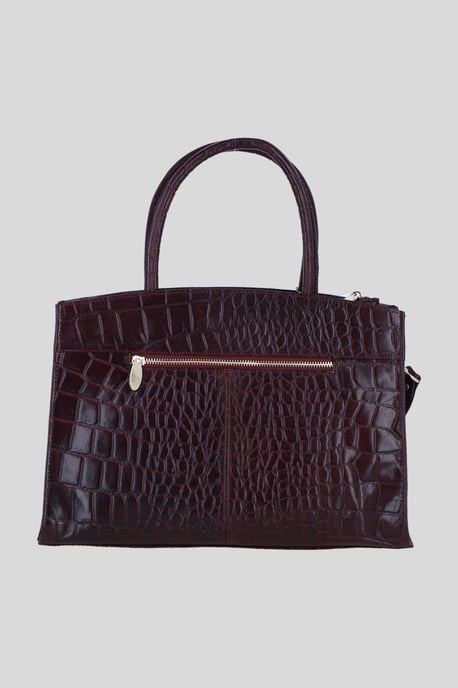Real Leather Structured Handbag with Detachable Strap - Image 3