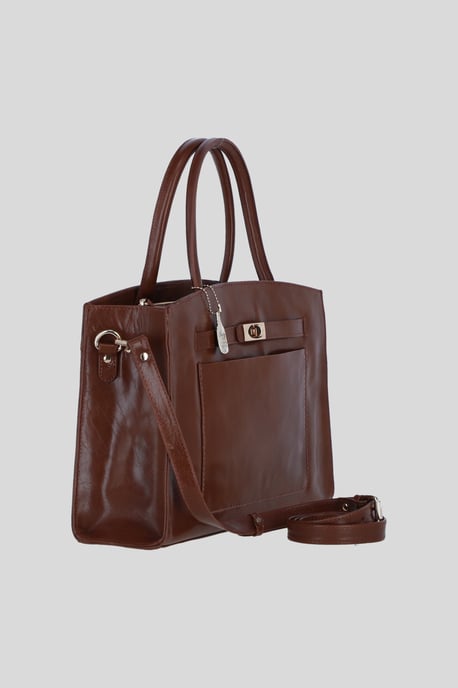 Real Leather Structured Handbag with Detachable Strap - Image 4