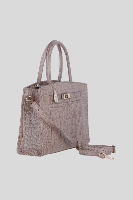 Real Leather Structured Handbag with Detachable Strap - Image 4