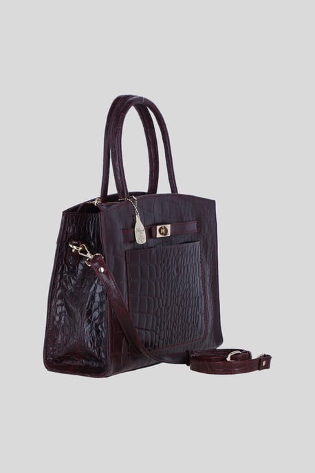 Real Leather Structured Handbag with Detachable Strap - Image 4