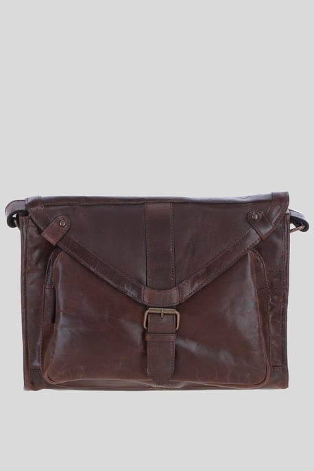 'Rhode' Real Leather Laptop Messenger Bag With Buckle Flap - Image 1