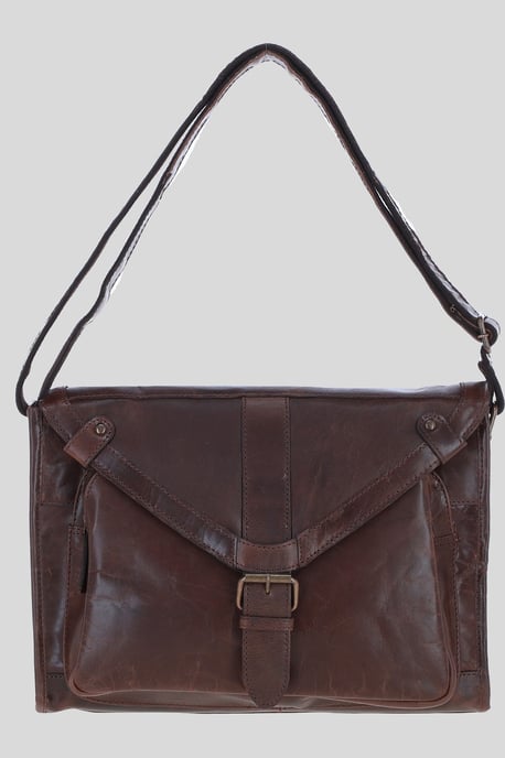 'Rhode' Real Leather Laptop Messenger Bag With Buckle Flap - Image 2