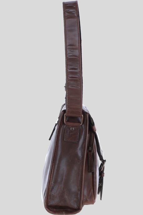 'Rhode' Real Leather Laptop Messenger Bag With Buckle Flap - Image 5
