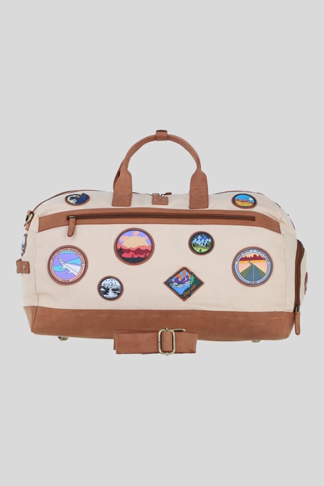 Heritage Canvas Travel Holdall with Adventure Patches - Image 1