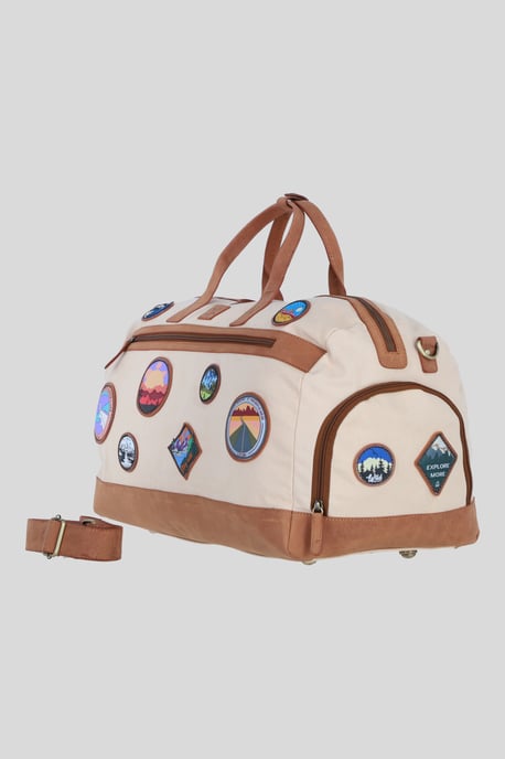 Heritage Canvas Travel Holdall with Adventure Patches - Image 2