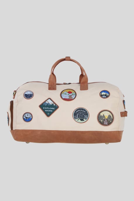 Heritage Canvas Travel Holdall with Adventure Patches - Image 3