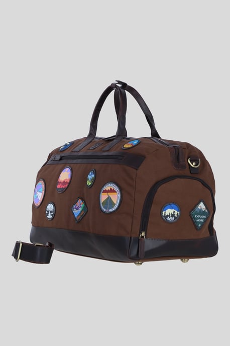 Heritage Canvas Travel Holdall with Adventure Patches - Image 2