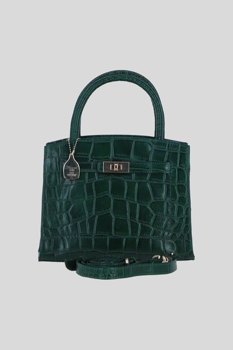 Genuine Leather Structured Handbag with Detachable Crossbody Strap - Image 1