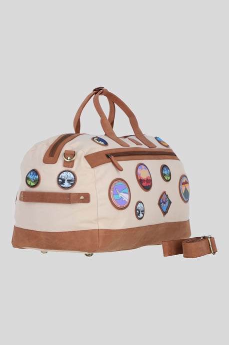 Heritage Canvas Travel Holdall with Adventure Patches - Image 4