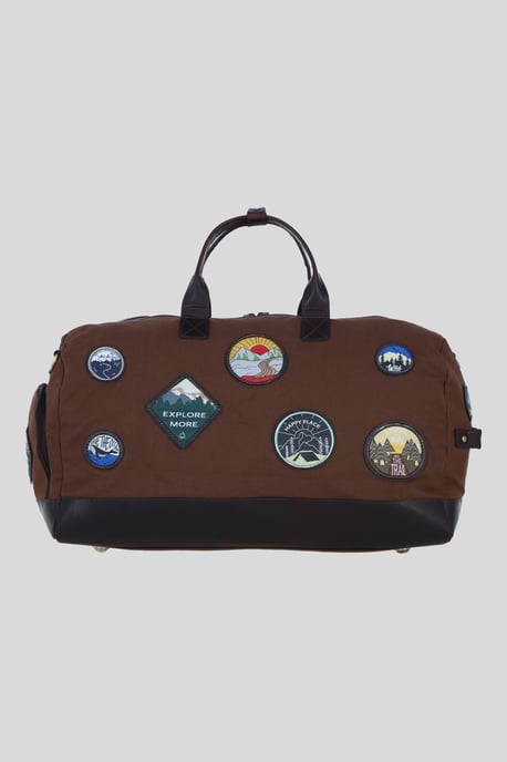Heritage Canvas Travel Holdall with Adventure Patches - Image 3