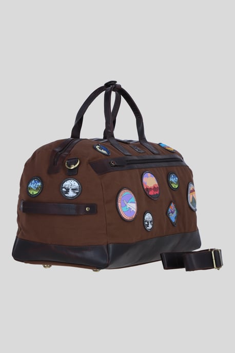 Heritage Canvas Travel Holdall with Adventure Patches - Image 4