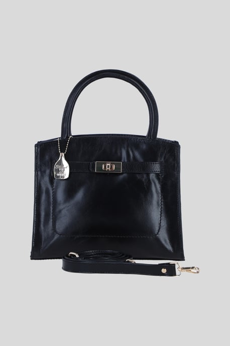 Genuine Leather Structured Handbag with Detachable Crossbody Strap - Image 1