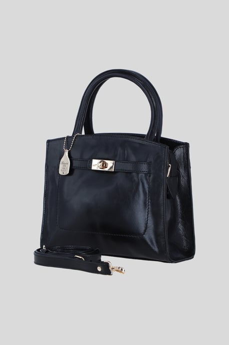 Genuine Leather Structured Handbag with Detachable Crossbody Strap - Image 2