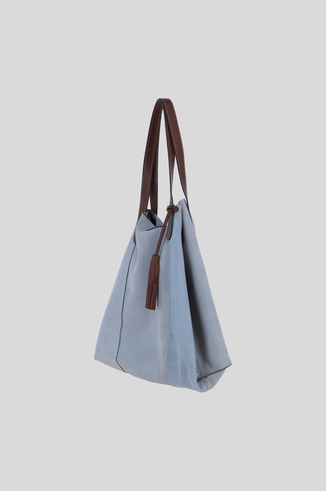 Real Suede Leather Shopper Bag with Leather Tassel Charm - Image 2