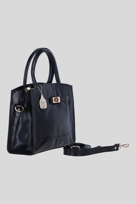 Genuine Leather Structured Handbag with Detachable Crossbody Strap - Image 4