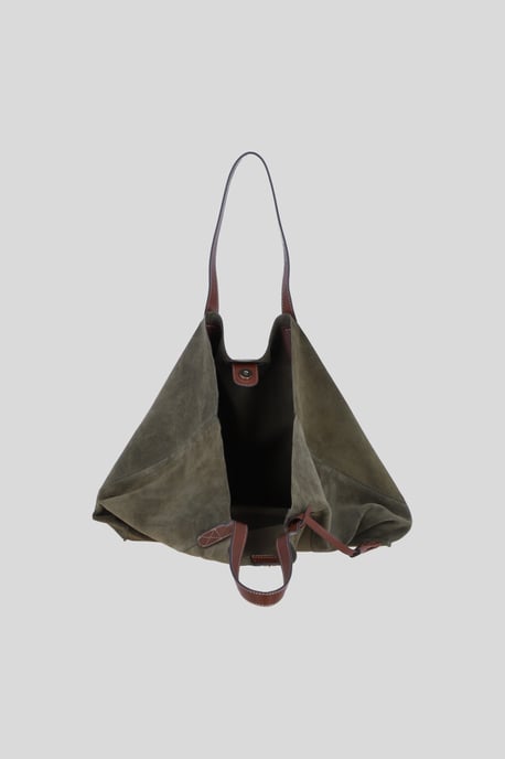 Real Suede Leather Shopper Bag with Leather Tassel Charm - Image 3