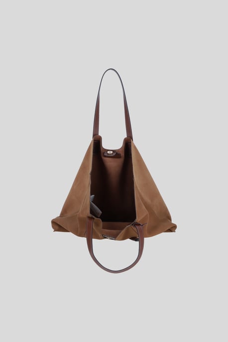 Real Suede Leather Shopper Bag with Leather Tassel Charm - Image 3