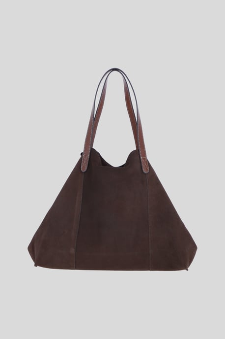 Real Suede Leather Shopper Bag with Leather Tassel Charm - Image 3