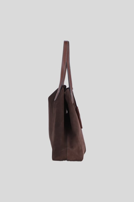 Real Suede Leather Shopper Bag with Leather Tassel Charm - Image 4