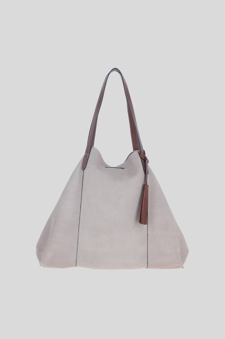 Real Suede Leather Shopper Bag with Leather Tassel Charm - Image 1