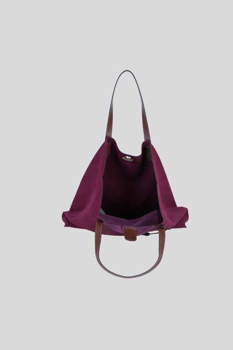 Real Suede Leather Shopper Bag with Leather Tassel Charm - Image 3