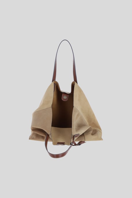 Real Suede Leather Shopper Bag with Leather Tassel Charm - Image 3