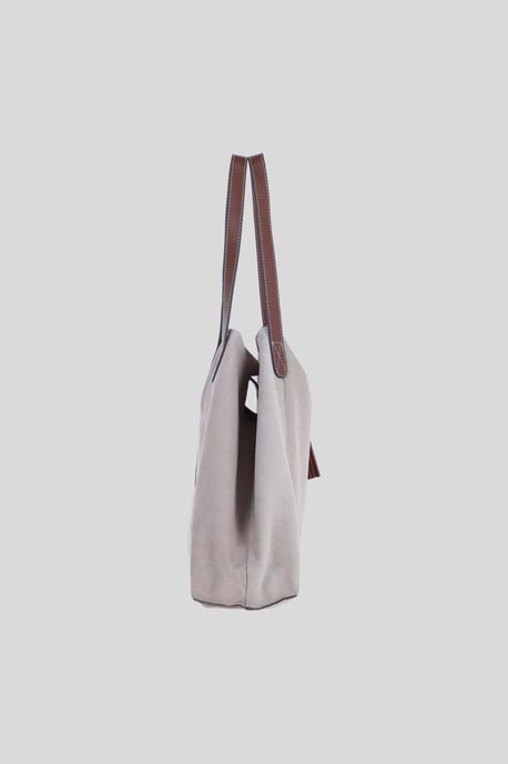 Real Suede Leather Shopper Bag with Leather Tassel Charm - Image 4