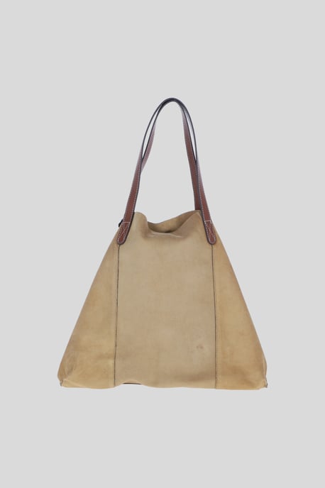 Real Suede Leather Shopper Bag with Leather Tassel Charm - Image 4