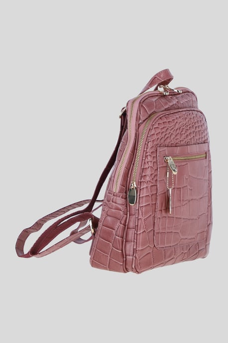 Real Leather Backpack with Multiple Pockets and Gold-Tone Hardware - Image 4