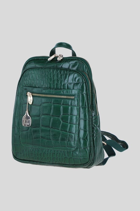 Real Leather Backpack with Multiple Pockets and Gold-Tone Hardware - Image 2