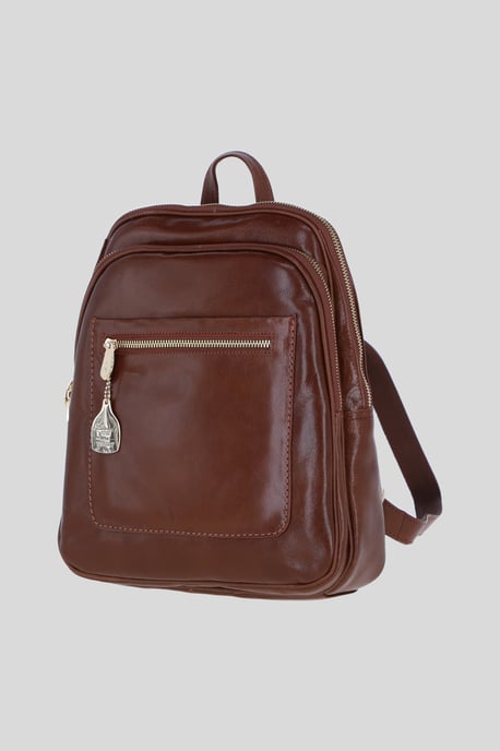 Real Leather Backpack with Multiple Pockets and Gold-Tone Hardware - Image 2