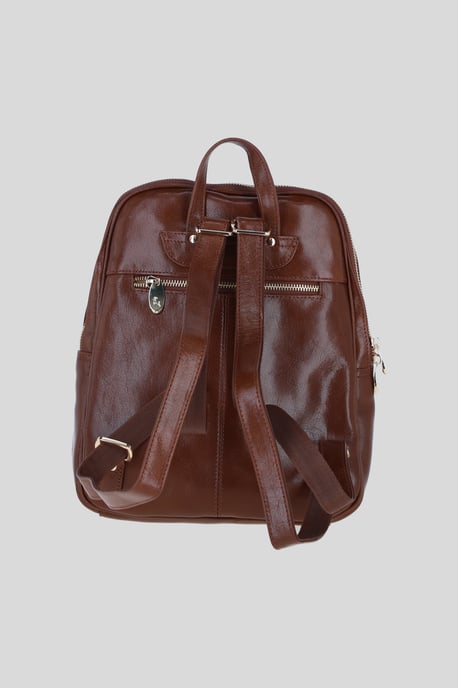 Real Leather Backpack with Multiple Pockets and Gold-Tone Hardware - Image 3