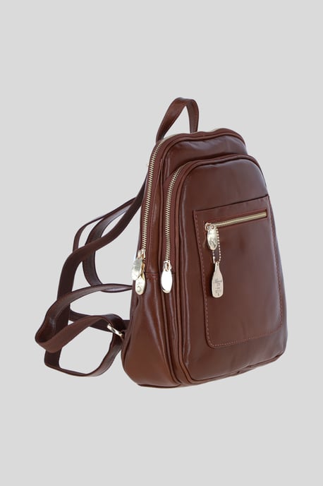 Real Leather Backpack with Multiple Pockets and Gold-Tone Hardware - Image 4